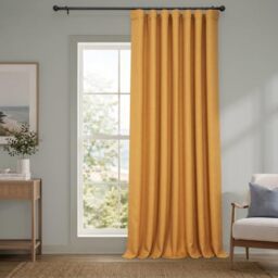 HPD Half Price Drapes Faux Linen Textured Room Darkening Curtains for Bedroom 108 Inches Long (1 Panel), 100W X 108L Extra Wide Curtains for Living Room Home Decor, Dandelion Gold