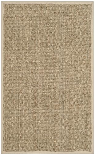 Safavieh Natural Fiber Rug for Living Room, Dining Room, Bedroom - Natural Fiber Collection, Short Pile, in Natural and Brown, 76 X 183 cm