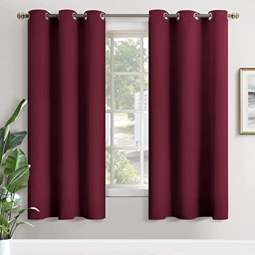 YoungsTex Burgundy Blackout Curtains 72 Inches Long for Bedroom 2 Panels - Thermal Insulated Drapes with Grommet Room Darkening Privacy Christmas Decor for Dining Living Room, 42 x 72 Inch
