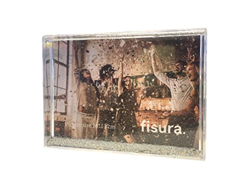 Fisura - Gold Glitter Photo Frame for 1 Photo 10 x 15 cm, Transparent 2.2 x 10.5 x 15.5 cm