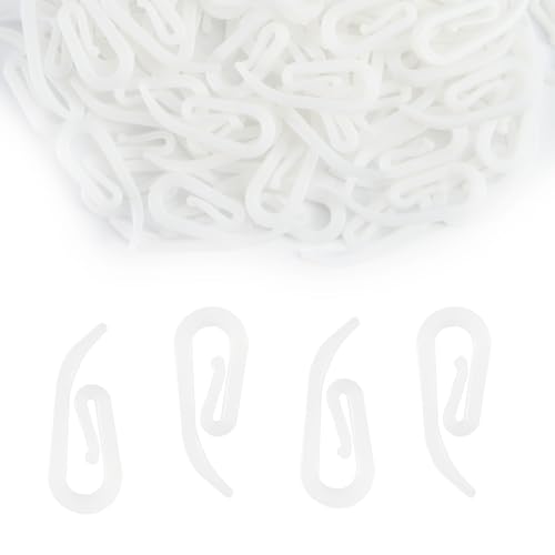 100 Pcs Curtain Hooks for Rails Curtain Hooks Plastic 28 x 12 mm White Clip Holder for Shower Curtain, Curtain, Curtain, Caravan - Home Accessories, DIY