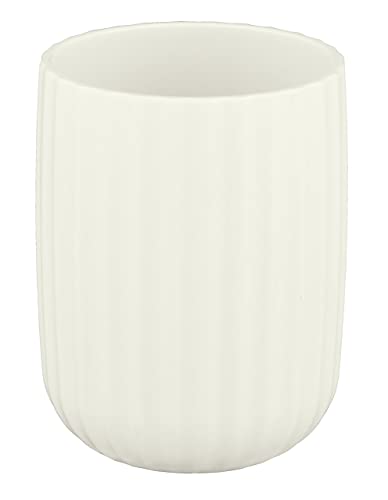 WENKO Agropoli toothbrush mug, cream white, toothbrush holder for toothbrush and toothpaste made of high-quality plastic with sculptural design and textured surface, BPA-free, ?? 7.5 x 10 cm