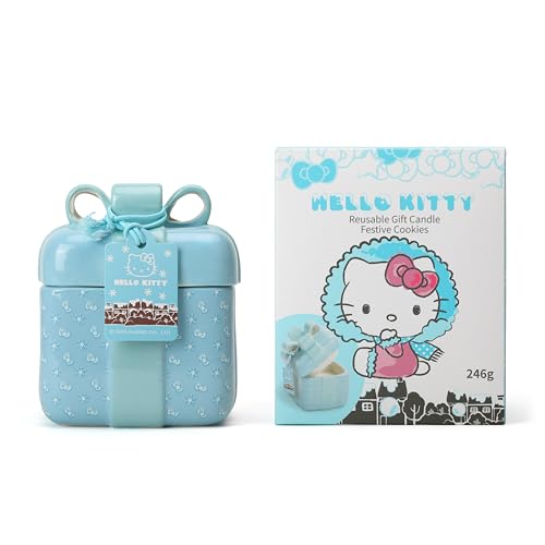 Hello Kitty Christmas Cookies Scented Candle, 2-Wick, Present Shaped, 335g, 25hr Burn Time