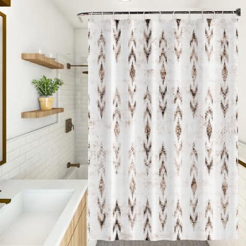Umpoo Abstract Shower Curtain Grunge Rustic Black Brown Blurry Arrow Pattern Shower Curtains for Modern Farmhouse Bathroom Waterproof Fabric Decor Set with Hooks, 72W x 72H Inch