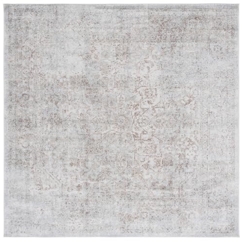 Safavieh Traditional Rug for Living Room, Dining Room, Bedroom - Evoke Collection, Short Pile, in Ivory and Taupe, 91 x 91 cm