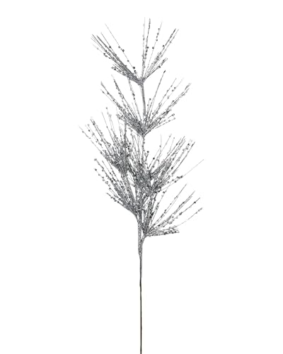 Silver Glitter Firework Christmas Spray – 74 cm Decorative Stem for Wreaths & Garlands