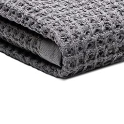 SUTERA Silverthread Waffle Bath Towel - California-Spun Superior Supima Cotton, Quick Drying, Ultra Soft, Lightweight and Absorbent - Grey, Waffle Weave Design - Luxury Bath Towel (Bath)