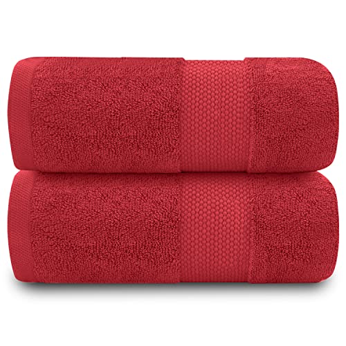 GC GAVENO CAVAILIA 100% Cotton Pack of 2 Bath Sheets, Premium Quality 700 GSM Fade Resistant Extra Absorbent Towels, Egyptian, Wine, 90x140 Cm