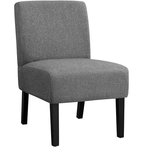 Yaheetech Dining Chair Tub Chair Sofa Accent Chair Comfy Side Chairs with Solid Wooden Legs for Dining Room Bedroom Living Room (Grey)