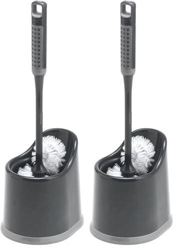 Addis ComfiGrip Toilet Brush And Holder Set In Graphite (Pack of 2)