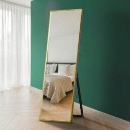 "MirrorOutlet The Artus - Gold Modern Aluminium Edged Cheval Mirror 67"" X 23"" 170cm X 58cm Silver Mirror Glass"