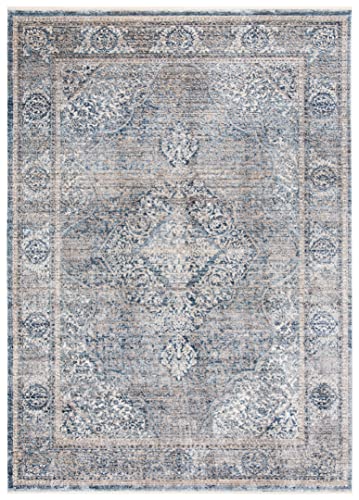 SAFAVIEH Traditional Rug for Living Room, Dining Room, Bedroom - Dream Collection, Short Pile, in Grey and Turquoise, 91 X 152 cm