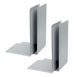 ALCO 4303-10-4 Metal Bookends, Pack of 4, Grey, 14 x 24 x 13 cm, for School, Office and Home