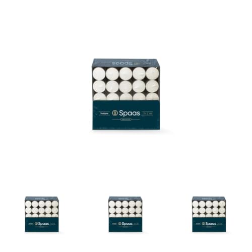 Spaas Tealights Box x75, ??8 Hours, White (Pack of 4)