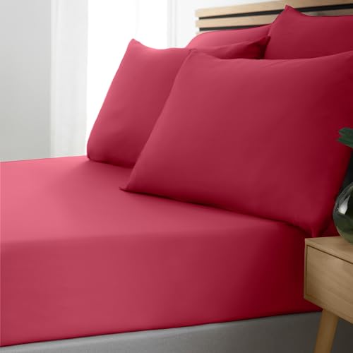 Catherine Lansfield So Soft Easy Iron Single Fitted Sheet Hot Pink