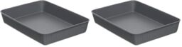 TATAY Plastic Storage Basket A4 Baobab - Drawer Organiser - Elegant Functional Design - Home & Office Organisation - Recycled BPA-Free Plastic - 24.7x33.6x5.6 cm, Grey (Pack of 2)