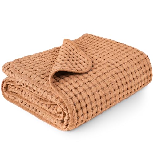 Konssy Waffle Baby Blankets, Nursery Blankets for Boys Girls, Swaddle Blankets Neutral Soft Lightweight Toddler and Kids Throw Blankets(Brown)