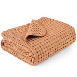 Konssy Waffle Baby Blankets, Nursery Blankets for Boys Girls, Swaddle Blankets Neutral Soft Lightweight Toddler and Kids Throw Blankets(Brown)