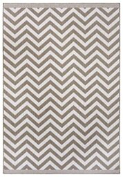 NORTHRUGS Indoor and Outdoor Rug Palma 80 x 150 cm Reversible Rug Weatherproof Modern Design Zigzag Pattern Rug for Balcony Patio Garden Conservatory Living Room Waterproof in Linen