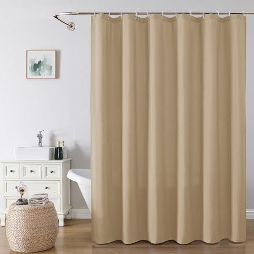 OVZME Zora Solid Taupe Shower Curtain for Bathroom, Fabric Shower Curtain- Soft Cloth & Hotel Spa Quality, Water Repellent, Machine Washable Shower Curtain Set with 12 Hooks, Grommets Top, 72Wx72L