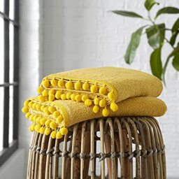 GC GAVENO CAVAILIA Luxury Pom Pom Pure Cotton 550 GSM Hand OR Bath Towels OR Ultra Soft Super Absorbent Bath Sheets, Pack of 2 Bath Towel, Ochre