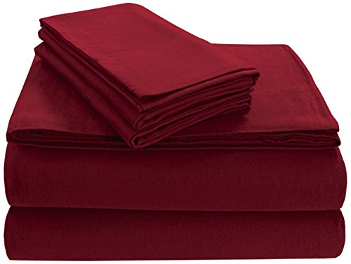 Tribeca Living Soft 170-GSM Cotton Flannel Pillowcases, Deep Red, King