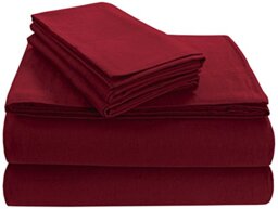 Tribeca Living Soft 170-GSM Cotton Flannel Pillowcases, Deep Red, King