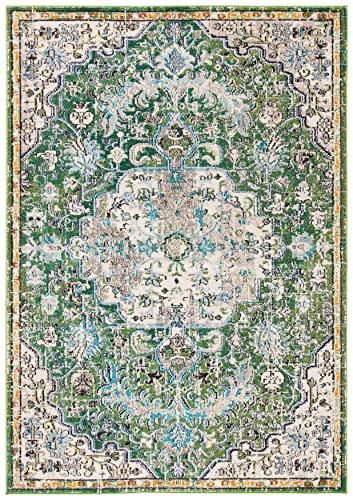Safavieh Boho Rug for Living Room, Dining Room, Bedroom - Madison Collection, Short Pile, in Green and Turquoise, 67 X 122 cm