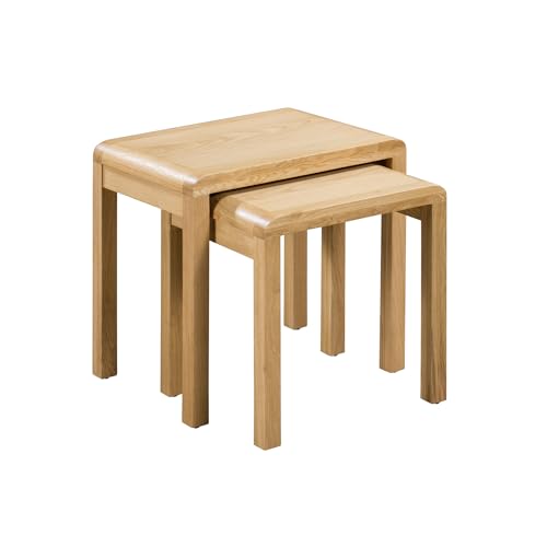 Julian Bowen Curve Oak Nest of Tables, Set of 2 - H50 x W56 x D40cm