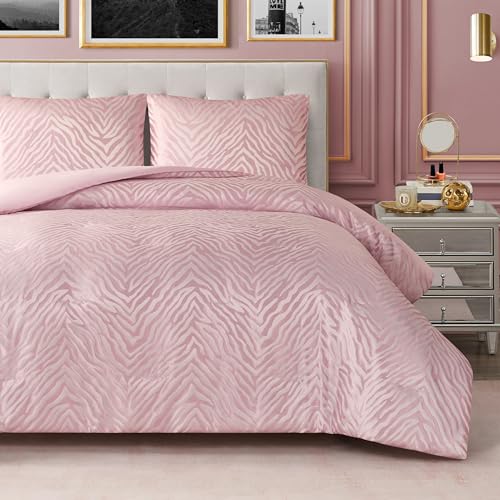 Juicy Couture Pink Marshmallow Sparkle Zebra Jacquard Full/Queen Comforter Set - 3 Piece Stylish Bedding Ensemble