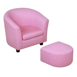 HOMCOM Children's Armchairs Kids Chair Footstool 2-in-1 Girls Pink