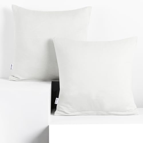 DecoKing Amber Pillowcases 40 x 40 cm Jersey Cotton Zip White Pack of 2