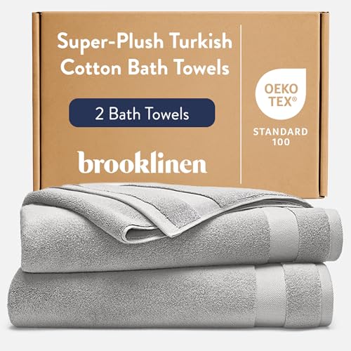 Brooklinen Luxury Super Plush Cotton Bath Towel - Smoke Grey - Pack of 2