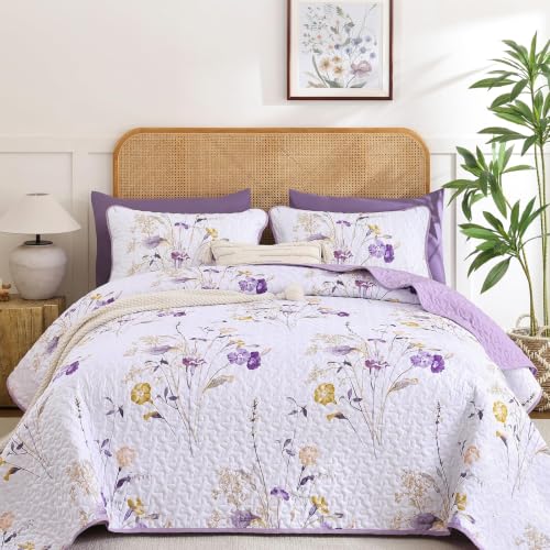 WONGS BEDDING Floral Quilt Set Botanical Floral Bedding Set-YS01AC082029AF-A