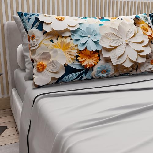PETTI Artigiani Italiani - Cotton Sheets with Pillowcases in Digital Print, Single Bed Sheet, Single Bed Set, Floral 5 Light Grey, 100% Made in Italy
