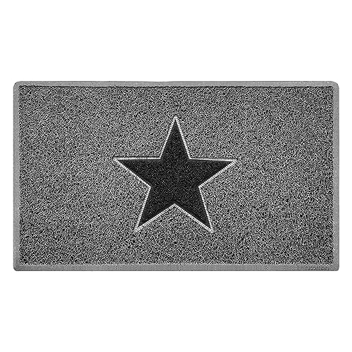 Nicoman STAR Door Mat|Entrance Barrier Dirt-Trapper Floor Mat|Patio Garden Conservatory Doormat|Indoor Outdoor Matt (75x44cm,Grey with Black Star)