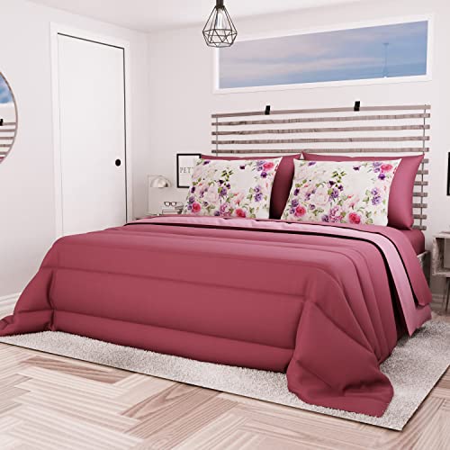 PETTI Artigiani Italiani, Quilts, Warm and Soft Comforter, Microfiber Duvet, 100% Made in Italy, Microfibre, Plum, Double (240x260 cm)