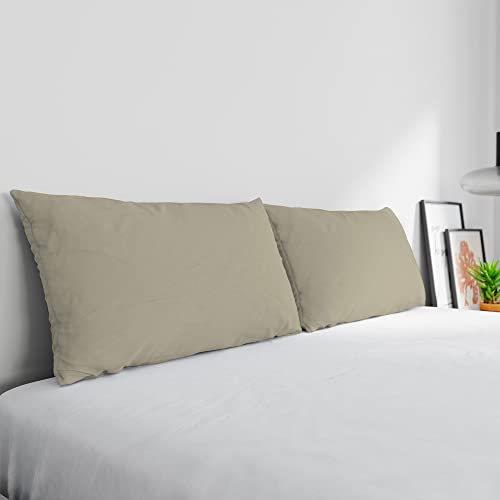 Max Color Pair of Pillowcases 100% Cotton, Made in Italy, Pillowcase Size 50 x 80 cm with Inner Flap, Plain Colour – Taupe