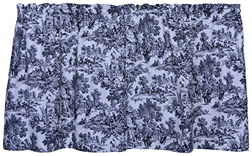 Ellis Curtain Victoria Park Toile 68-Inch-by-30 Inch Tailored Tier Curtains, Black