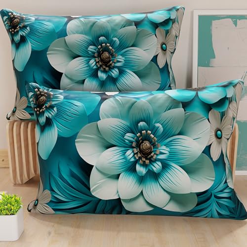 PETTI Italian Artisans - Pair of 40x70 cm Microfiber Cushion Covers, Bedroom, Sofa, Living Room Decor Cushions, Set of 2 Cushion Covers, Floral Pillowcase 05 21, 100% Made in Italy