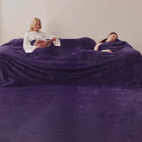 COOVA Oversized King Fleece Blanket 120x120 inches, Soft Cozy Warm Giant Extra Large 10'x10' Blanket for Bed, Sofa, Couch,Travel, Camping, California Huge Flannel Big Throw Blanket, Pueple