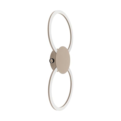 Eglo LED wall lamp Venticello, Indoor Light Fixture, Bedroom Lighting with Two Rings, Metal in Sand Colour, Warm White