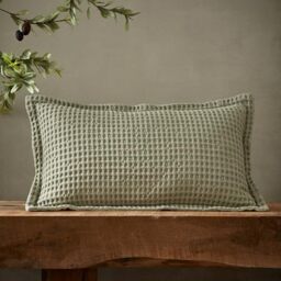 Pineapple Elephant Jaipur Chunky Waffle Cotton 30x50cm Cushion Sage Green