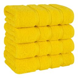 American Soft Linen Luxury Hand Towels for Bathroom, 600 GSM 100% Cotton Turkish 4 Piece Hand Towel Set, 600 GSM Hand Face Towels for Kitchen, Yellow Hand Towels
