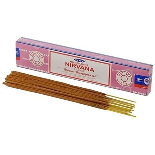 Satya Sai Baba Nag Champa Nirvana Incense Sticks Agarbatti 180 Grams Box - 12 Packs of 15 Grams Each in a Box - Export Quality