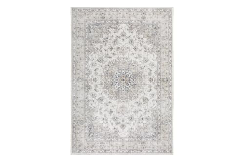 -LUXOR- living Prima Living Room Rug in Vintage Design - Living Room Rug Short Pile Digital Print in Timeless Design Cream 120 x 170 cm