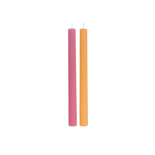 Villeroy & Boch – Fleur Gifts Taper Candle Set, 2 Pieces, Dimensions: Approx. 25 cm, Pink & Yellow, Coloured Decorative Candles for The Table & Home, Clear Taper Shape, Wax (Paraffin)