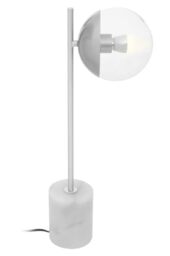 Premier Housewares Chrome Finish Table Lamp Desk Lamp Contemporary White Marble Base Lamp with Clear Glass Globe Shade White Desk Lamp 15 x 56 x 22 cm