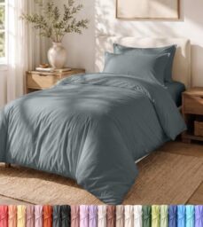 Utopia Bedding Lightweight Duvet Quilt Cover Set with 50x65 cm Pillow cases, 170x220 cm - Soft Microfibre Polyester (Grey)