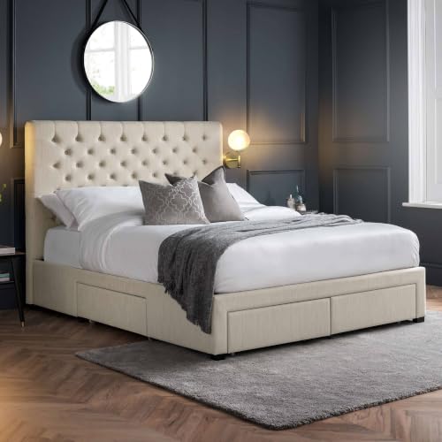 Julian Bowen Wilton Storage Bed, Super King, 4 Drawer, Cream - W195 x D215